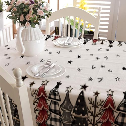 2 Pack Christmas Tablecloths 54x108 Inch Black White Buffalo Plaid Holiday Decor
