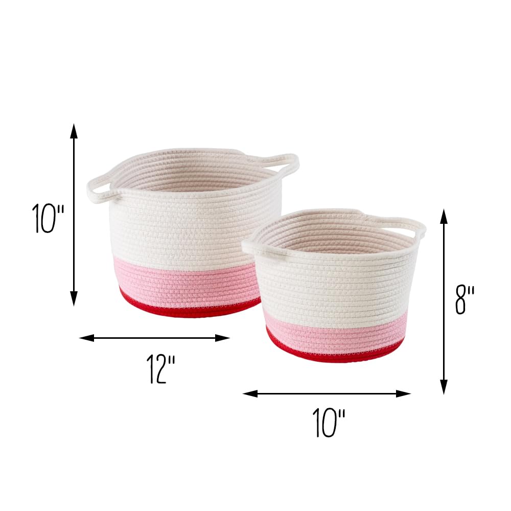 Honey-Can-Do Nesting Cotton Rope Storage Basket Set, Red Ombré STO-09319 White