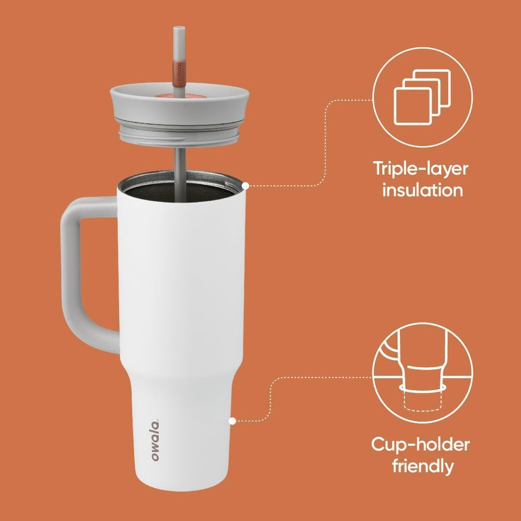 Owala 40 oz Stainless Steel Insulated Travel Tumbler - Spill Resistant Lid & Straw, Gray