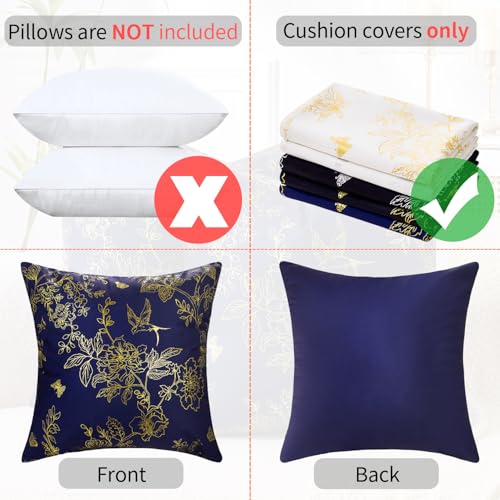 Blue and Gold Velvet Throw Pillow Covers 18x18 - 2-Pack