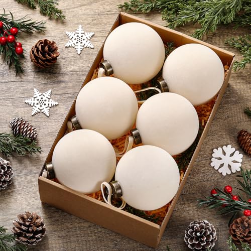 Beige Velvet Christmas Ball Ornaments 4 Inch - Set of 6 Holiday Decor
