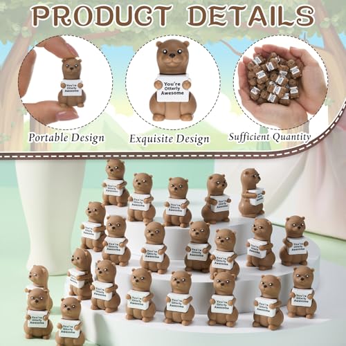25 Mini Sea Otter Figurines - Cute Otter Statues for Creative Fun
