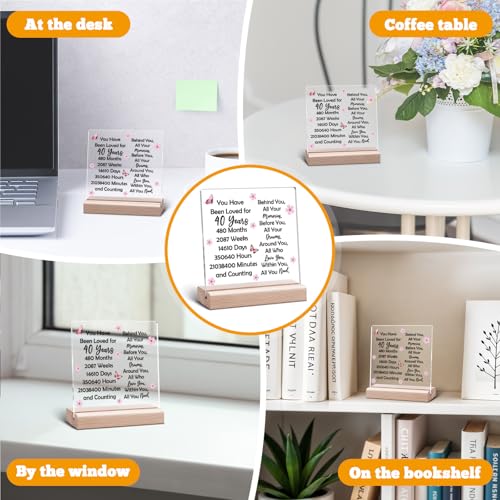 40th Birthday Acrylic Plaque Gift for Men & Women - Desk Decor