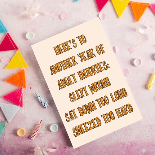 Funny Birthday Card for Men and Women - Luxury 300gsm Linen Greeting Card with Envelope