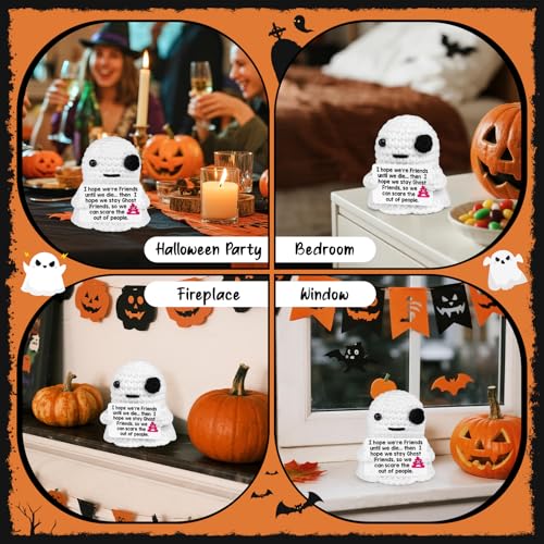 Ghost Friends Best Friend Gift for Women Halloween Birthday Friendship Crochet Ghost - Handmade Quirky Keepsake