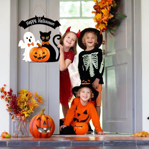 Halloween Wooden Hanging Welcome Sign for Front Door - Festive Decor