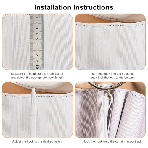 50 Heavy Duty Adjustable Plastic Curtain Hooks for Drapes