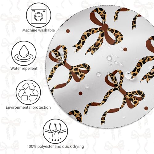 APROPHIC White Leopard Print Bow Shower Curtain 72x72 Inches Waterproof Polyester Teen Bathroom Decor