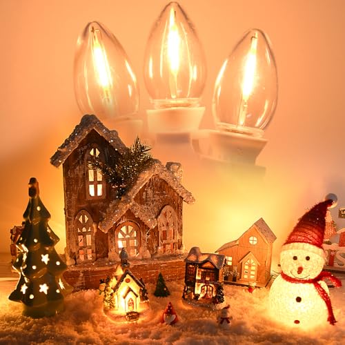 White LED Accessory Cord with Bulb Set - 4 C7 String Lights for Christmas Village & Decor (Variation: White-LED Bulb / 4)