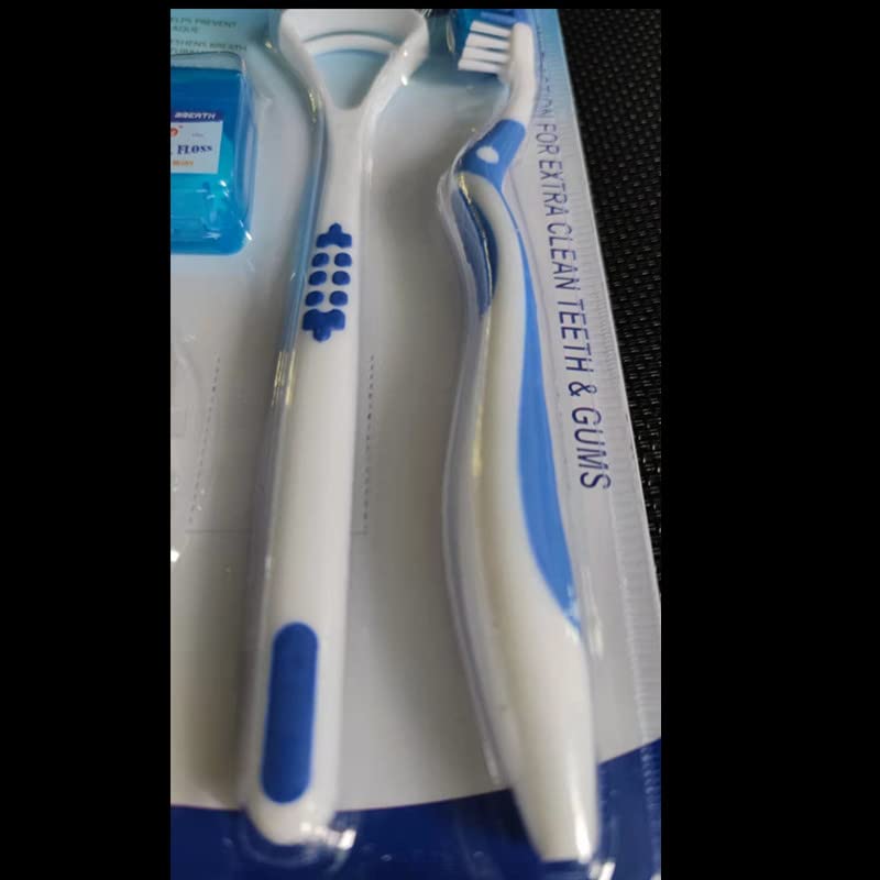 Sowsmile Oral Care Kit Teeth Cleaning Set with Toothbrush Flosser and Tongue Scraper 3-Piece