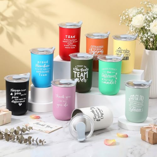 Vibrant 10-Pack Thank You Gift Mugs - 13oz Team Appreciation Set with Slide Lids