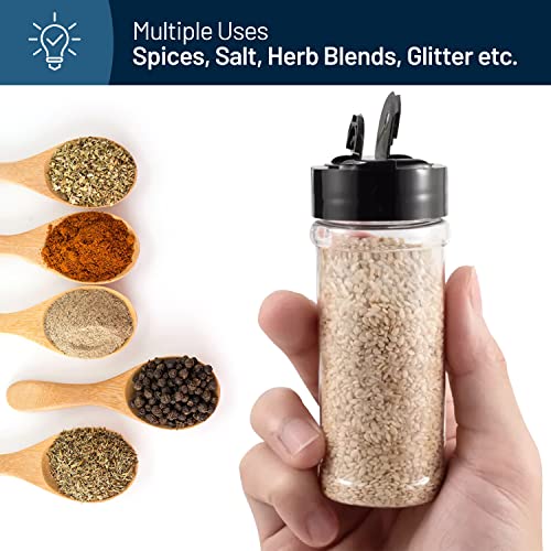 5.5oz Plastic Spice Jars with Black Cap - Set of 6 Containers