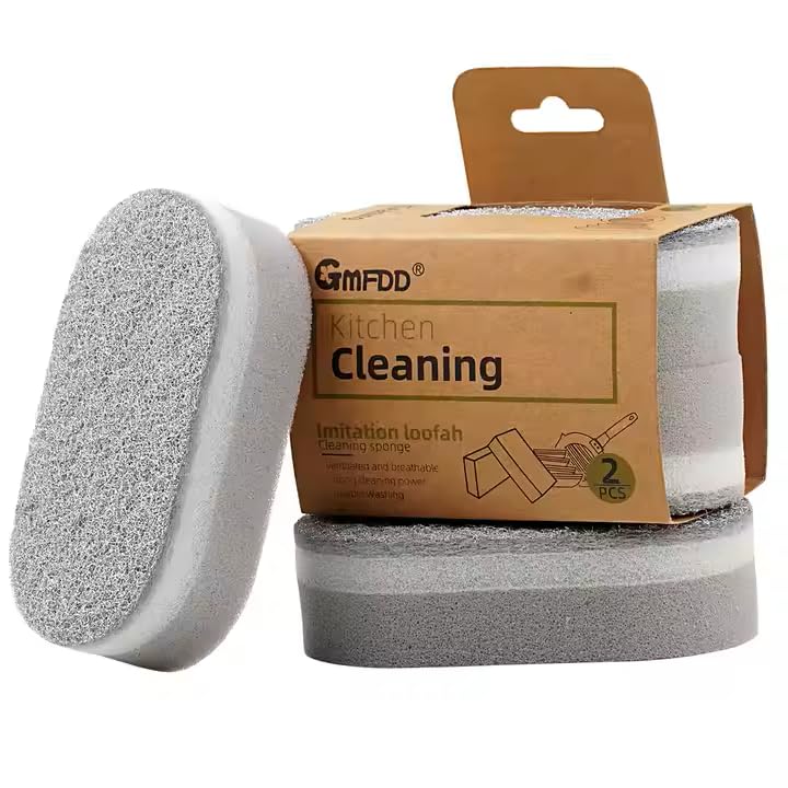 Non-Scratch Scrubbing Sponges - Reusable Cleaning Pads, Gray