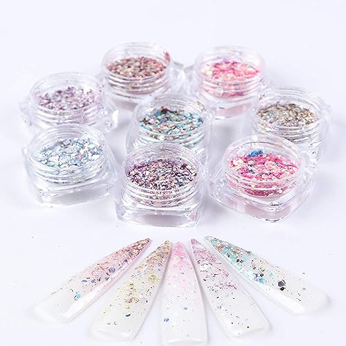 Holographic Nail Glitter Sequins 8-Box Set for DIY Manicure