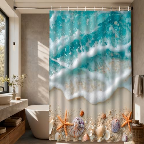 Nuxovilar Nautical Beach Shells Shower Curtain 72x72in