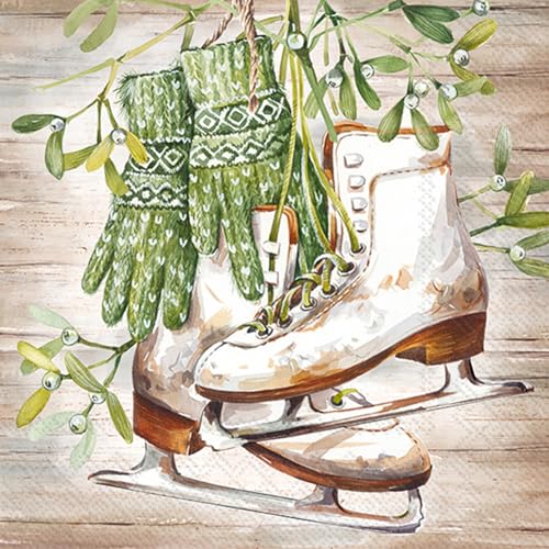 IHR 3-Ply Cocktail Napkins - Ready to Ice Skate, 20-Count, 5x5"