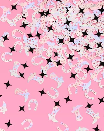 xo, Fetti Western Confetti - Small Black & Iridescent Cowboy Party Decor