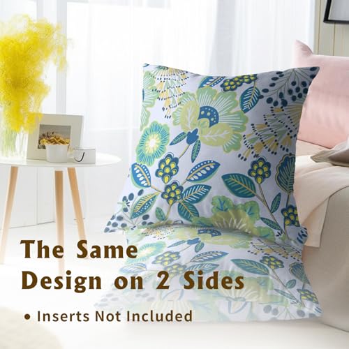 Phthalorum Chinoiserie Floral Pillow Covers, Teal Green 18x18 Set of 2