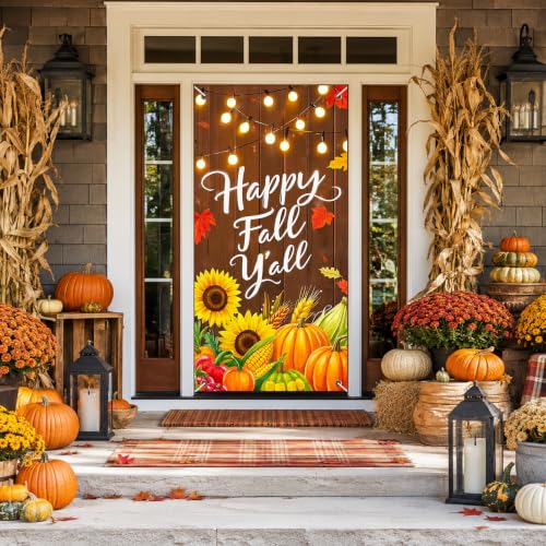 BlissYard Fall Door Cover Thanksgiving Pumpkin Sunflower 35x71 Inch