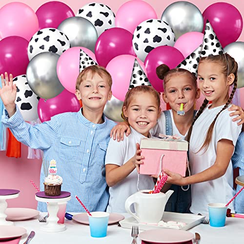 70-Piece Western Cowgirl Theme Balloon Arch Kit - Pink, Rose Red & Cow Print
