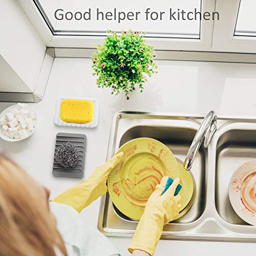 Summer Lemon White Silicone Soap Dish Holder 2-Pack - Anti-Slip Self-Draining Bathroom & Kitchen