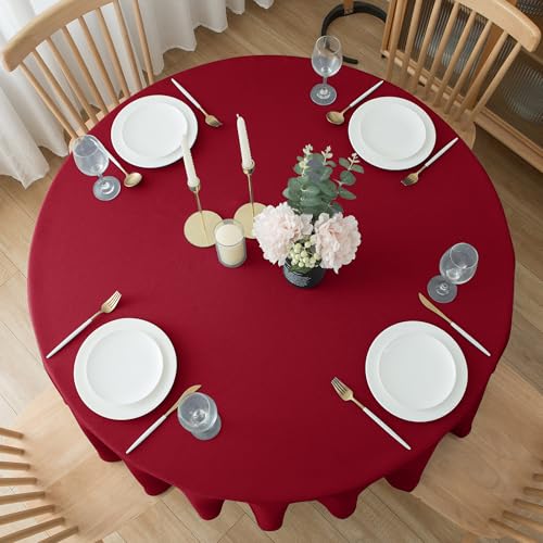 Christmas Red Round Tablecloth 70 Inches Holiday Winter Textured Xmas Cover - Variation of THIS listing