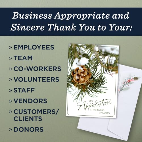 Business Holiday Greeting Cards with Pinecone Design - Pack of 25