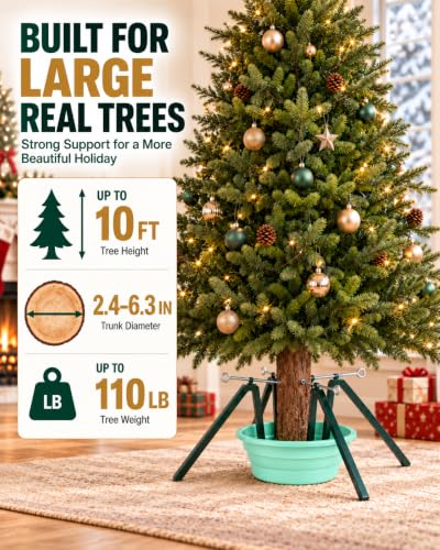 Christmas Tree Stand for Real Trees 4-Leg Steel Base 2.1 Gallon Basin