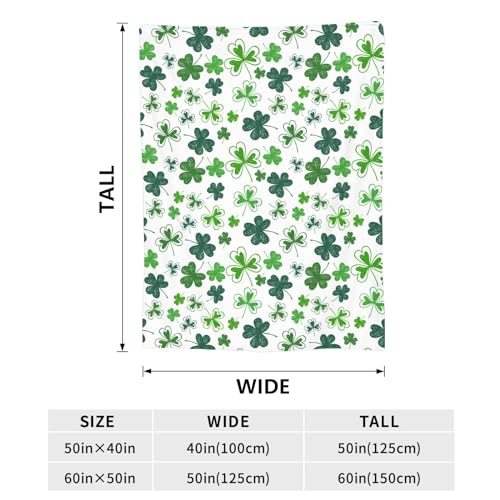St. Patrick's Day Shamrock Throw Blanket - Cozy Green Flannel 40"x50"