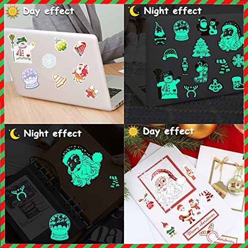 30pcs Glow in the Dark Christmas Stickers - Waterproof Vinyl Decals