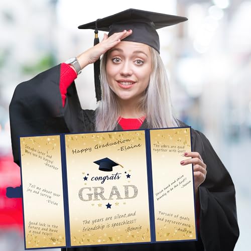 2026 Graduation Guest Book Alternative - Unique Blue Gold Design