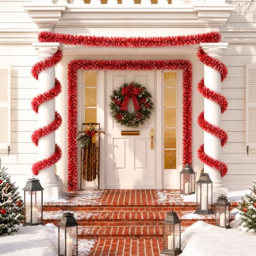 50FT Red Christmas Tinsel Garland Thick Metallic Twist Tree Decoration - Variation of THIS listing