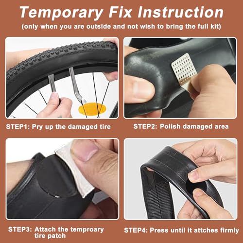 40PCS Bike Tire Repair Kit Vulcanizing Patches Metal Rasp Bicycle Inner Flat Tube Patch Kit for Mountain MTB Motorcycle BMX Road Cyclingwith Portable Storage Box