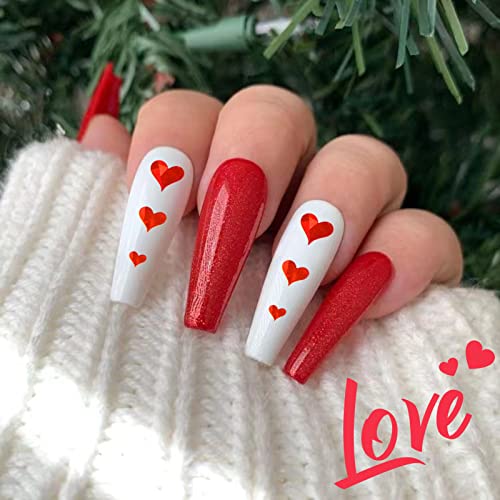 Heart Nail Stickers 9 Sheets 3D Valentine's Day Laser Decals