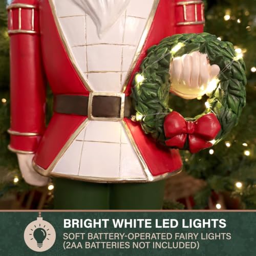 Christmas Nutcracker Statue with LED Wreath - Indoor Outdoor Decor