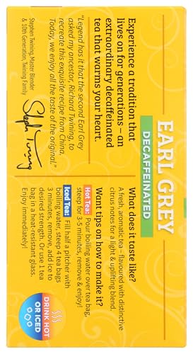 Twinings Decaffeinated Earl Grey Tea Bags - 20 Count, Citrus Flavor