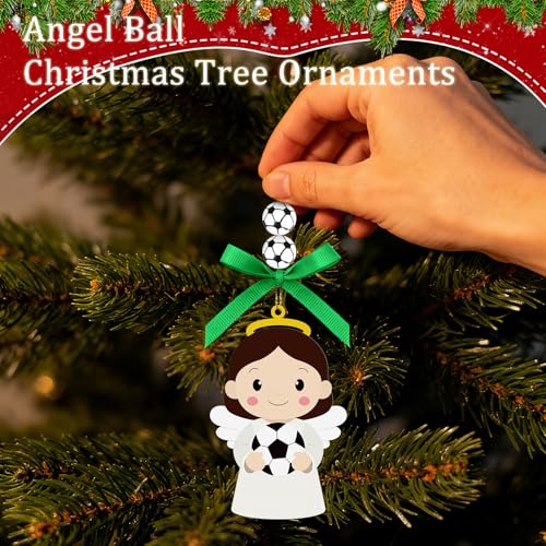Soccer Angel Wooden Easter Ornament - Hanging Decoration for Tree