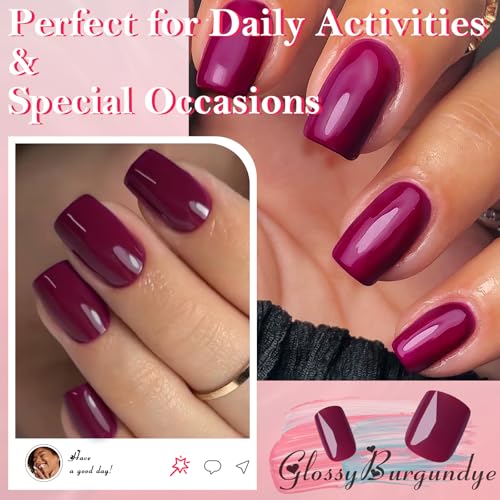 AddFavor Short Square Press on Nails - 240pcs Purple False Nails Kit