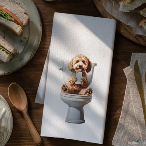 Fyecoluo Poodle Dog Hand Towel - Decorative 16x24 Inch Bathroom Towel (Color-B)