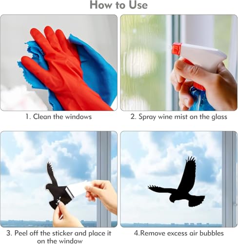 Black Bird Window Clings - 16 Piece Anti-Collision Decals for Glass