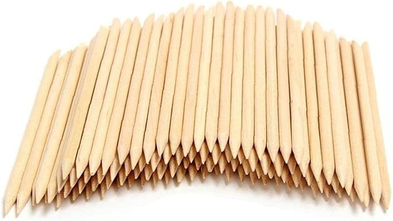 20 Pcs Wood Cuticle Pusher Orange Wood Sticks for Manicure Nail Art