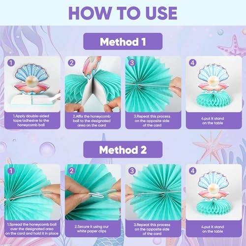 9 Pcs Mermaid Honeycomb Centerpieces, 3D Under The Sea Party Decorations