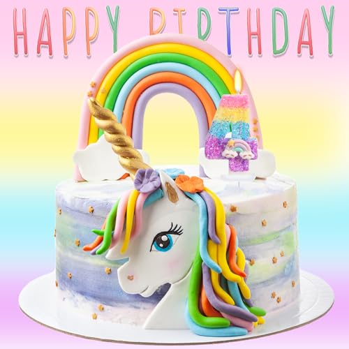Number 4 Rainbow Birthday Candle with Sequins - Glitter Cake Decoration