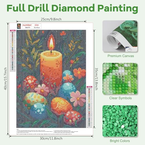 NAIMOER Easter Diamond Art Kit 5D Easter Egg Gem Painting 12x16 Inch
