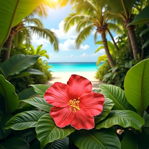 Red Hawaiian Flower Hair Clip Large Tropical Beach Hair Accessory