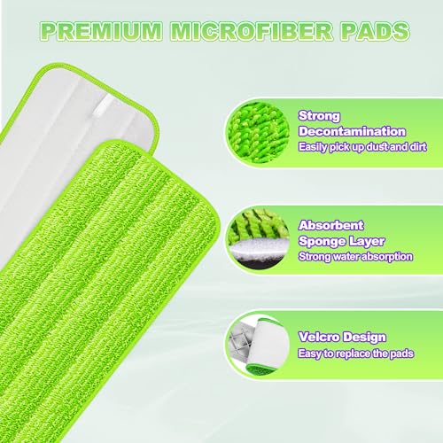 8 Pack Multicolor Reusable Mop Pads for Swiffer PowerMop, 15" Microfiber Refills