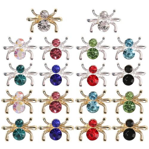 36 Pcs Halloween Spider Nail Charms Metal Rhinestones Alloy Art Decor