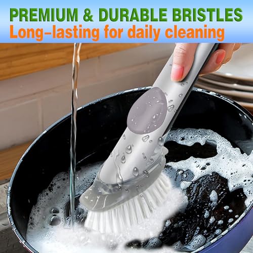 4-Pack Grey Soap Dispensing Dish Brush Refills for Kitchen & Bathroom