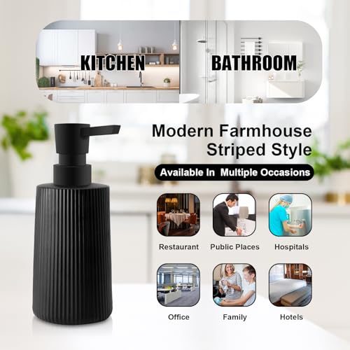 Modern Striped Glass Soap Dispenser - 250ml Pump for Kitchen & Bathroom (2 Pack)