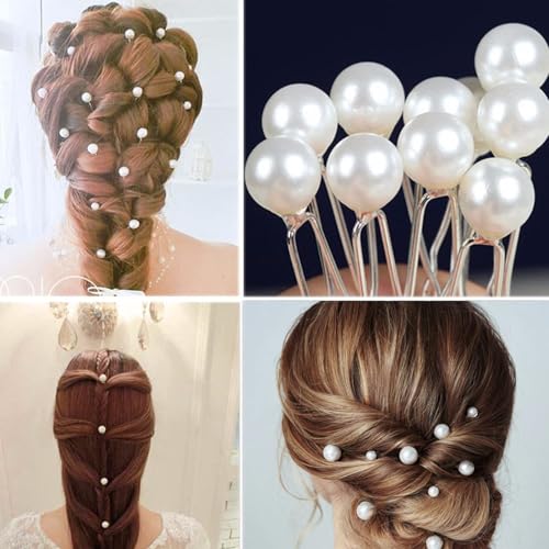 Wedding Pearl Hair Pins 18-Piece Silver U Shaped Flower Hair Clips for Brides